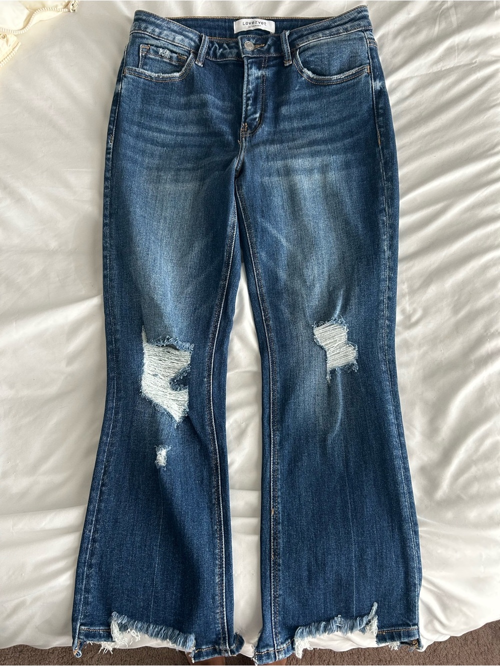 Lovervet Women's Distressed Bootcut Jeans - Dark Blue
